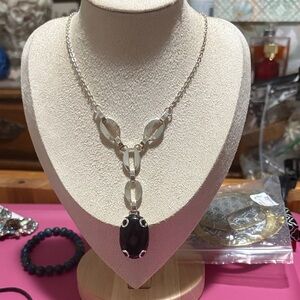 Elegant Silver and Black Pendant Necklace